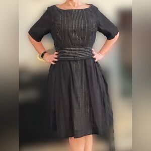 Eshakti Black crochet belted dress white lining 2x 22w - stunning